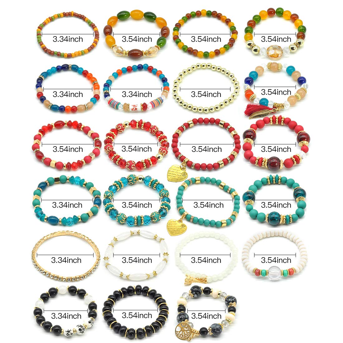 VONRU Bohemian Bracelet Sets for Women 6 Stackable Stretch Bracelets Multi-color Boho Jewelry Hippie Dainty (Bohemian stackable bracelet)