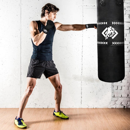 ZOOFOX Punching Bag for Adults, 4 Ft Heavy Bag with Chains and Hand Wraps for Beginners, 5-in-1 Boxing Bag for Kickboxing, MMA, Muay Thai, Karate, Home Gym or Fitness, Unfilled