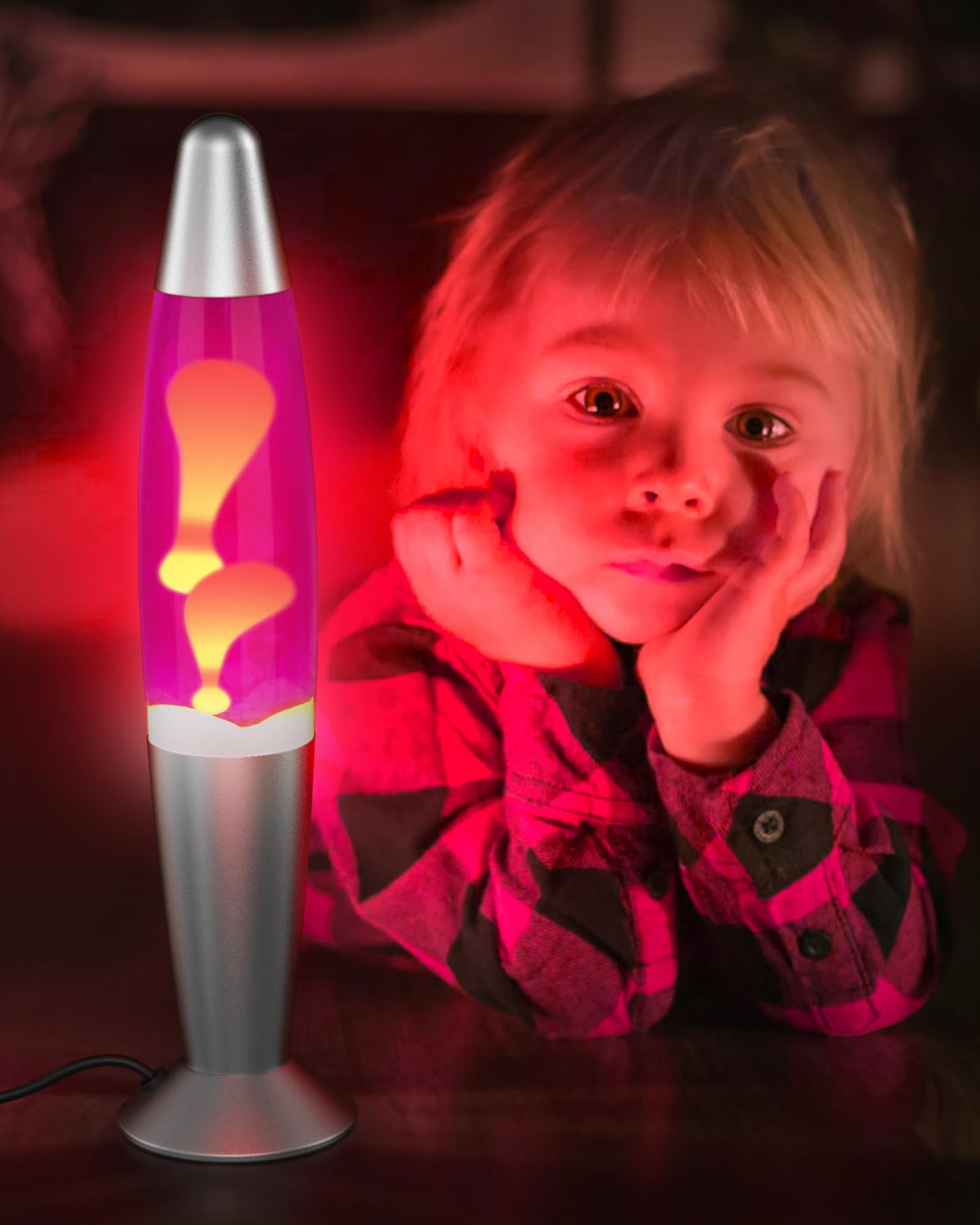 Eadaiylon Pink LED Motion Lamp for Adults and Kids, Liquid Motion Lamps with Yellow Wax Flows, Nigh Light Lamp Home Office Room Decor Great Gift for Women and Girls