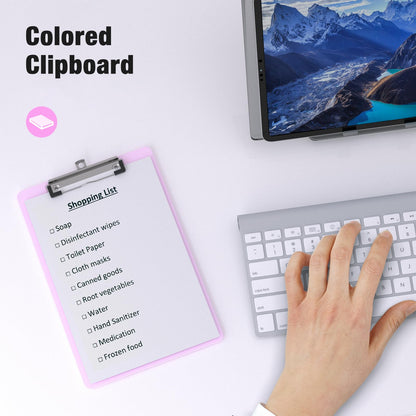 Macroclo 2 Pack Small Clipboards, A5 Plastic Mini Pink Clip Board for Classroom, Students, Kid, Size 6" x 9" with Low Profile Clip, Office & School Supply