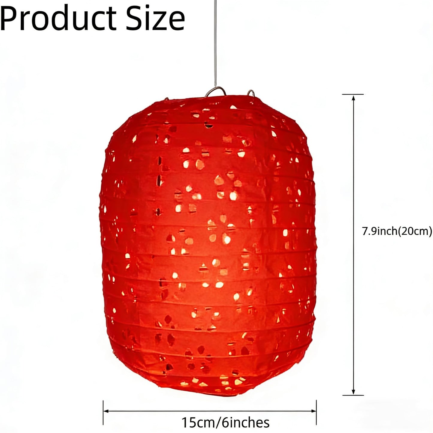 Set of 5 Paper Lanterns 6inches Chinese Japanese New Year Spring Festival Valentines Lanterns with LED Lights, Hanging Paper Lanterns for Wedding Dinner Birthday Party Decor (red)