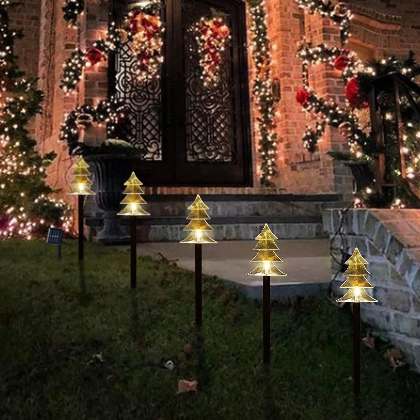 ILLUMINEW Outdoor Christmas Decorations, Solar Xmas Tree Pathway Lights, 20 Pack Waterproof Landscape Christmas Lights, LED Stake Lamp for Yard Lawn Patio Walkway Decor
