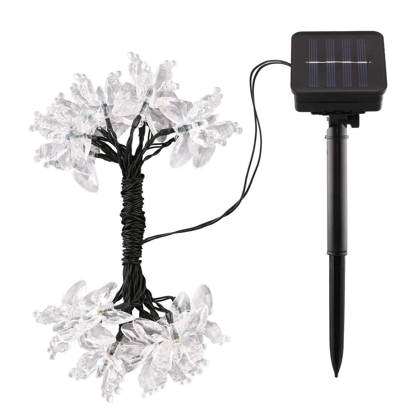 WONFAST Solar String Lights, Waterproof 16ft 20LED Butterfly Christmas Fairy Lights Decorative Lighting for Home Party Wedding Patio Garden Porch Balcony (Pink)