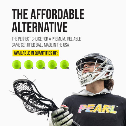 PEARL X Greaseless Lacrosse Balls by Guardian Innovations, 10 Pack, Optic Yellow - Official Ball of the PLL, WLL, NCAA® Lacrosse Championships, and the MCLA