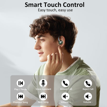 Wireless Earbuds Sports, Bluetooth 5.4 Headphones Hifi Stereo, 50H Playback Over-Ear buds with ENC Noise Cancelling Mic, Earphones with Earhooks, IP7 Waterproof Fitness Headset for Gym Running Workout