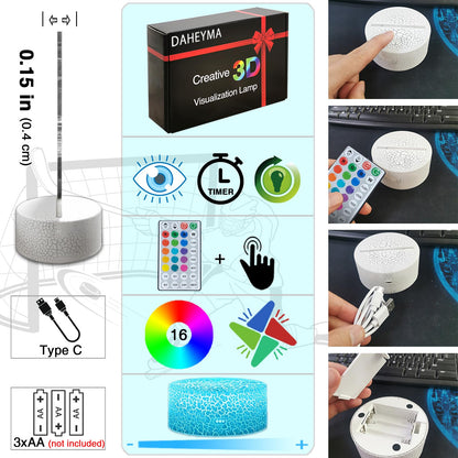 DAHEYMA Basketball 3D Illusion Lamp, Basketball Gifts for Boys Girls