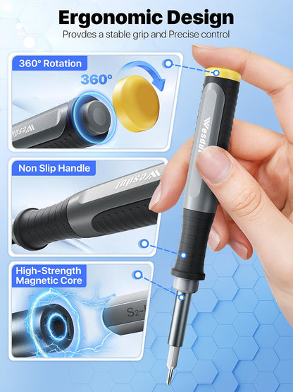 Wesdut 52in1 Precision Screwdriver Set, [Super Durable] Small Repair Kit, PC Accessories, PS5 Cleaning Kit, Tool Sets for Men, Fit MacBook, Computer, Laptop, Watch, PS4, Xbox, Eyeglass, Console More