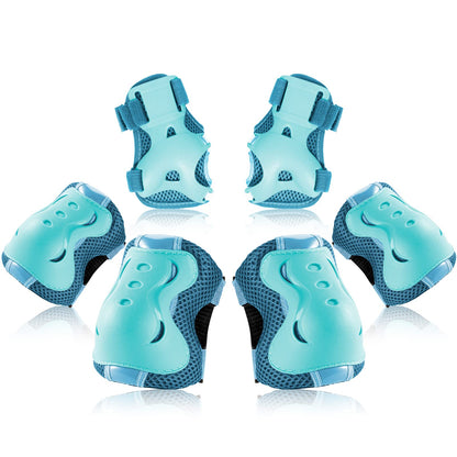 BOSONER Kids/Youth Knee Pad Elbow Pads Guards Protective Gear Set for Roller Skates Cycling BMX Bike Skateboard Inline Skatings Scooter Riding Sports Light Blue Medium(9-15 Years)