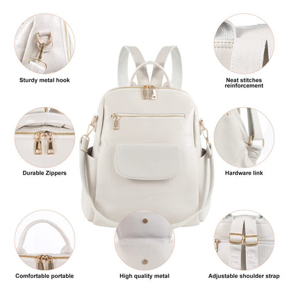 ASDSSRY Women Fashion Backpack Purse Waterproof Bookbags Travel Shopping Rucksack Convertible Ladies Shoulder Bag (Dark Beige)