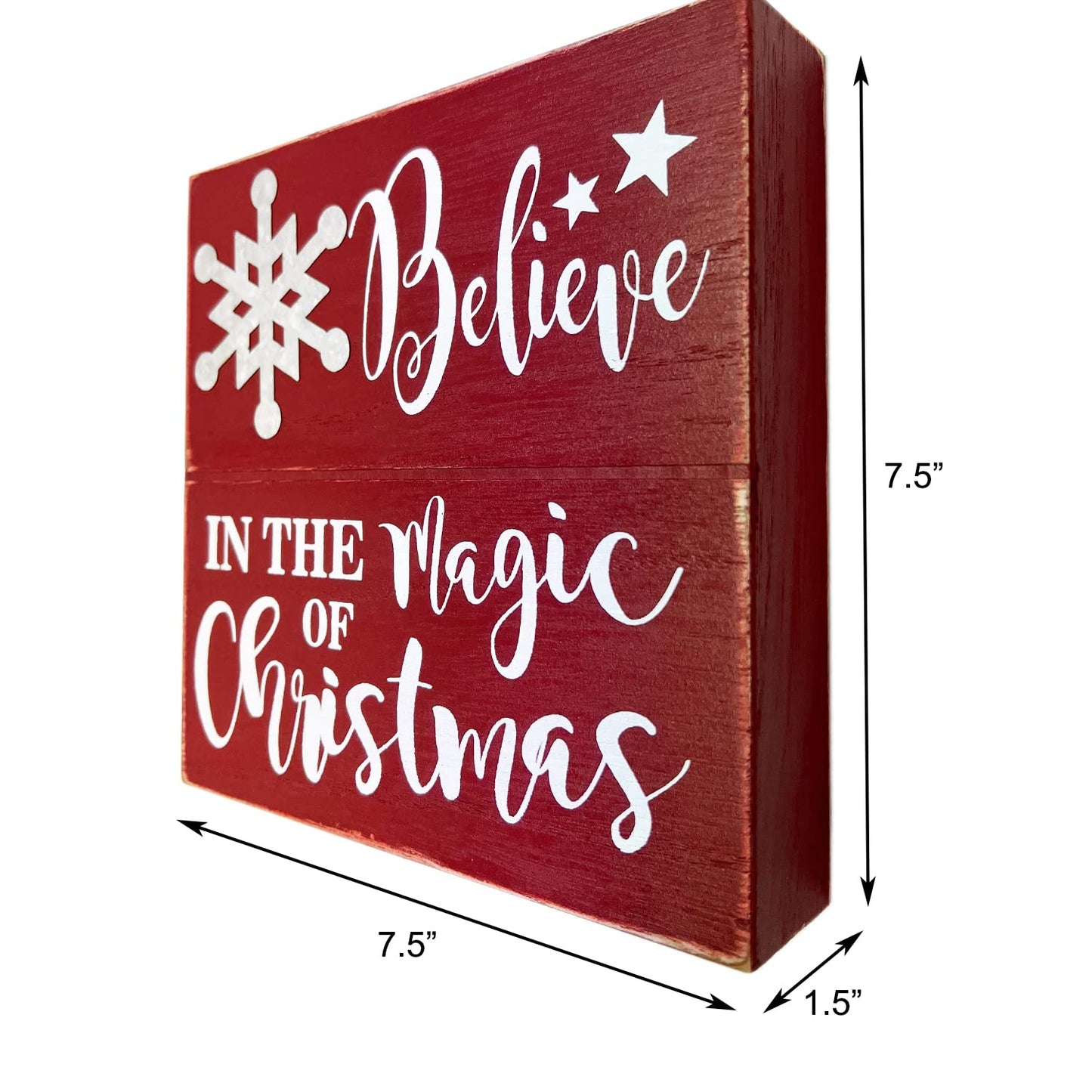 Christmas Farmhouse Wood Hanging Wall Sign Decor Wooden Frame Box Sign, Rustic Decorative Xmas Signs Freestanding Tabletop Winter Christmas Decorations