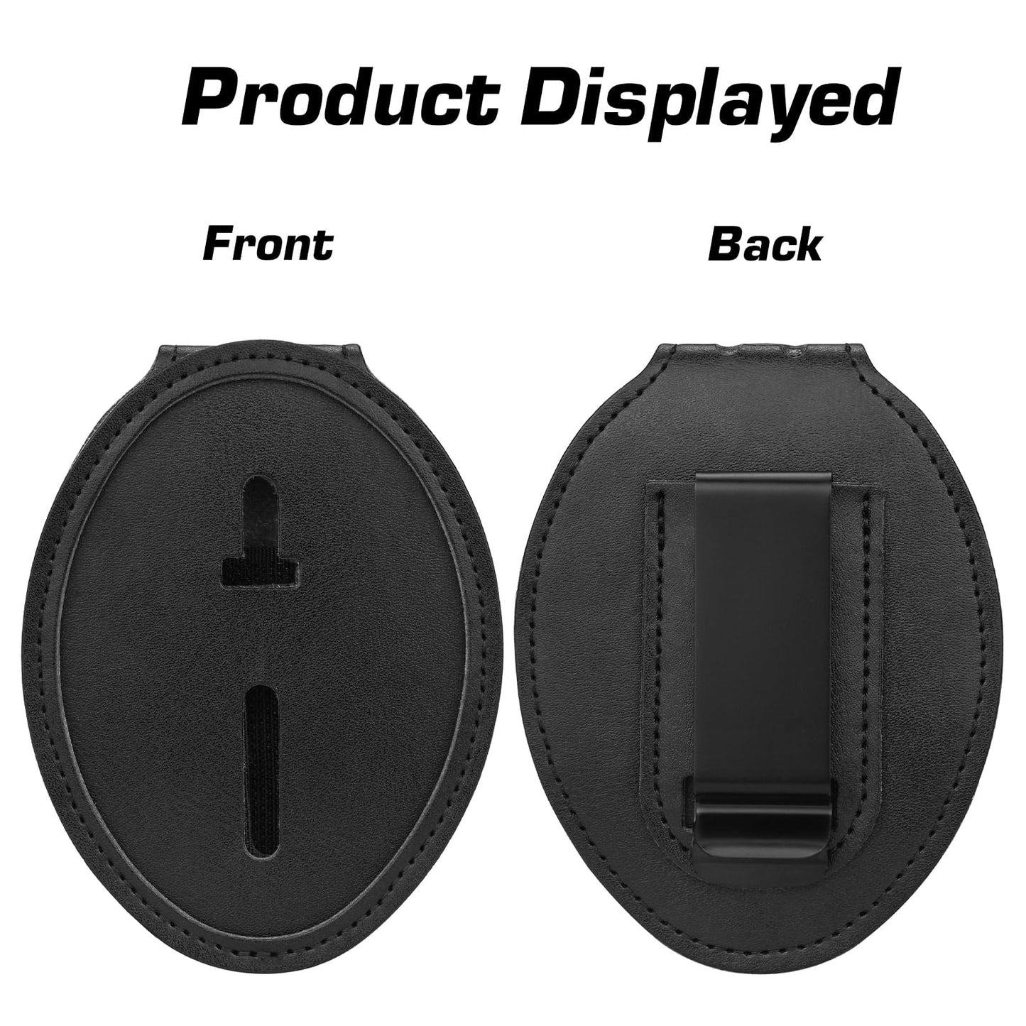Police Badge Holder, 2 Pack Security Badge Holder Belt Clip, Metal Clip and Chain Included, Universal Leather Holder for Law Enforcement Ullnosoo