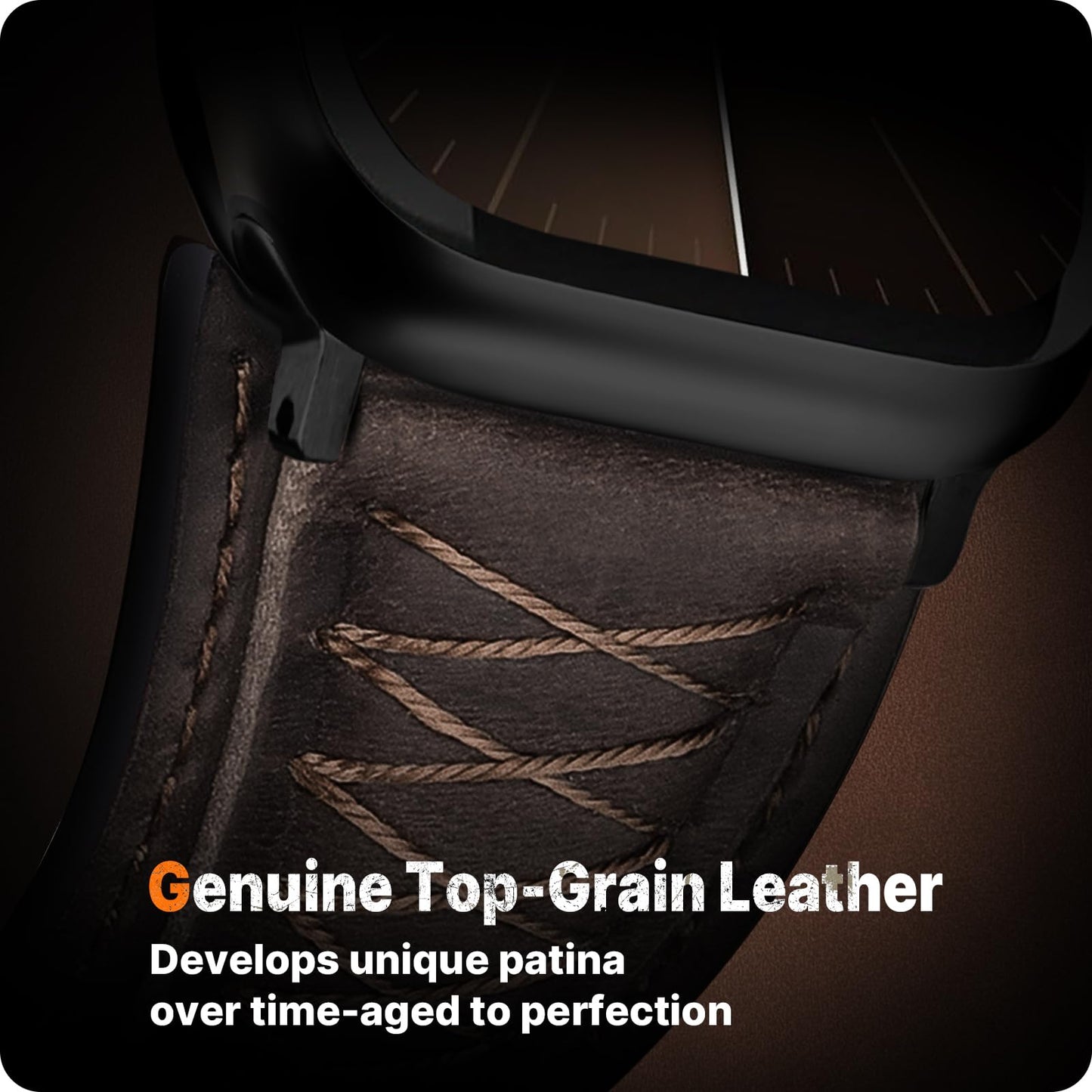 Fullmosa Leather Band Compatible with Apple Watch Ultra 3/2/1 Band 49mm 46mm 45mm 44mm 42mm Men, Top Grain Leather Replacement Strap for iWatch series 11 10 9 8 7 6 5 4 3 2 1, SE 3 2 1,Coffee Brown+Black