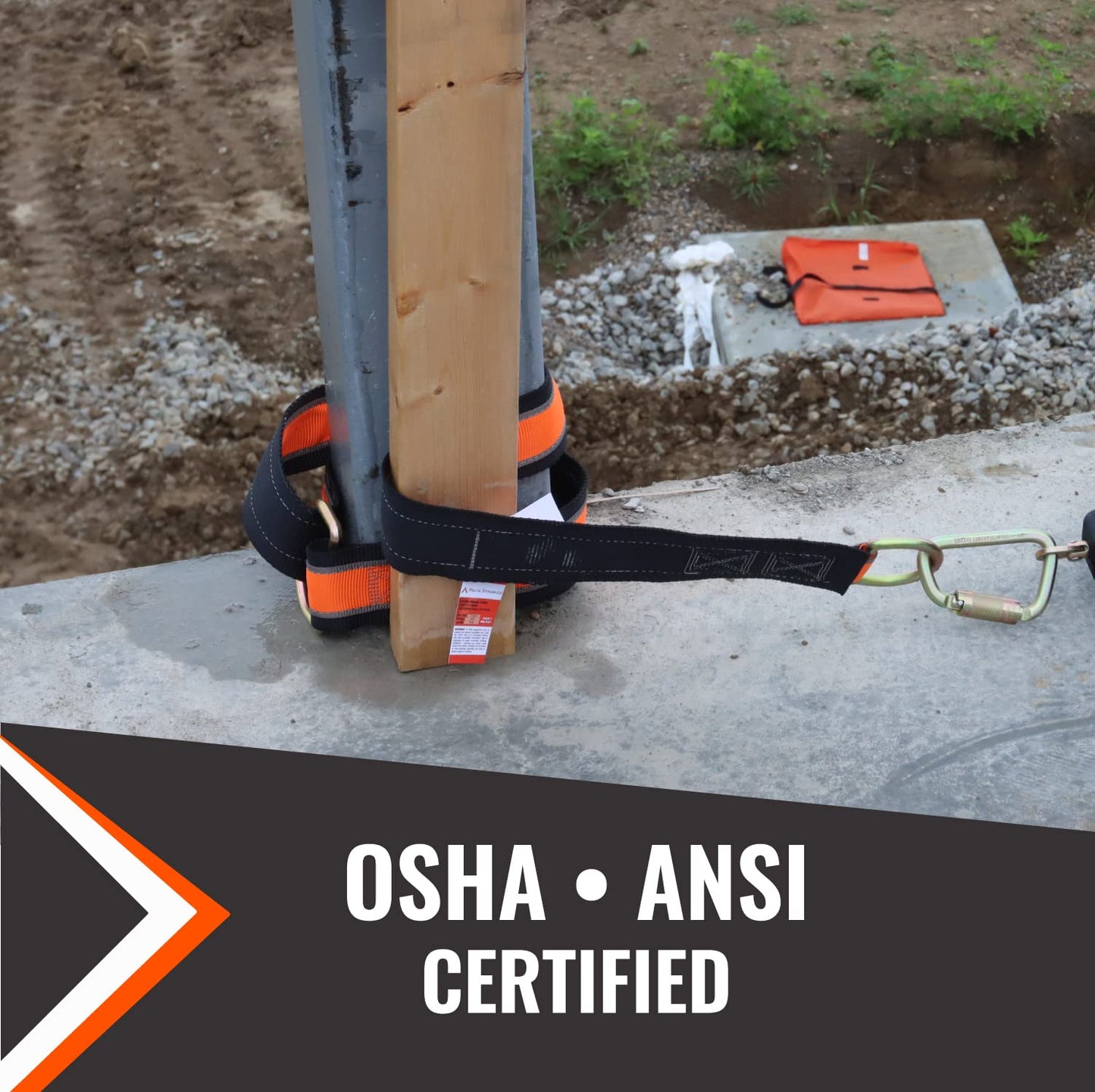 Malta Dynamics 4' Cross Arm Fall Protection Safety Strap, OSHA/ANSI Compliant - D-Ring, Beamer, I-Beam & H-Beam Anchor