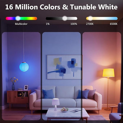 DAYBETTER Smart Light Bulbs, Smart Bulb That Compatible with Alexa & Google Home, 2.4G WiFi Bluetooth Alexa Light Bulbs, RGBCW Color Changing LED Light Bulb, 60W Equivalent, 800LM, 10Pack