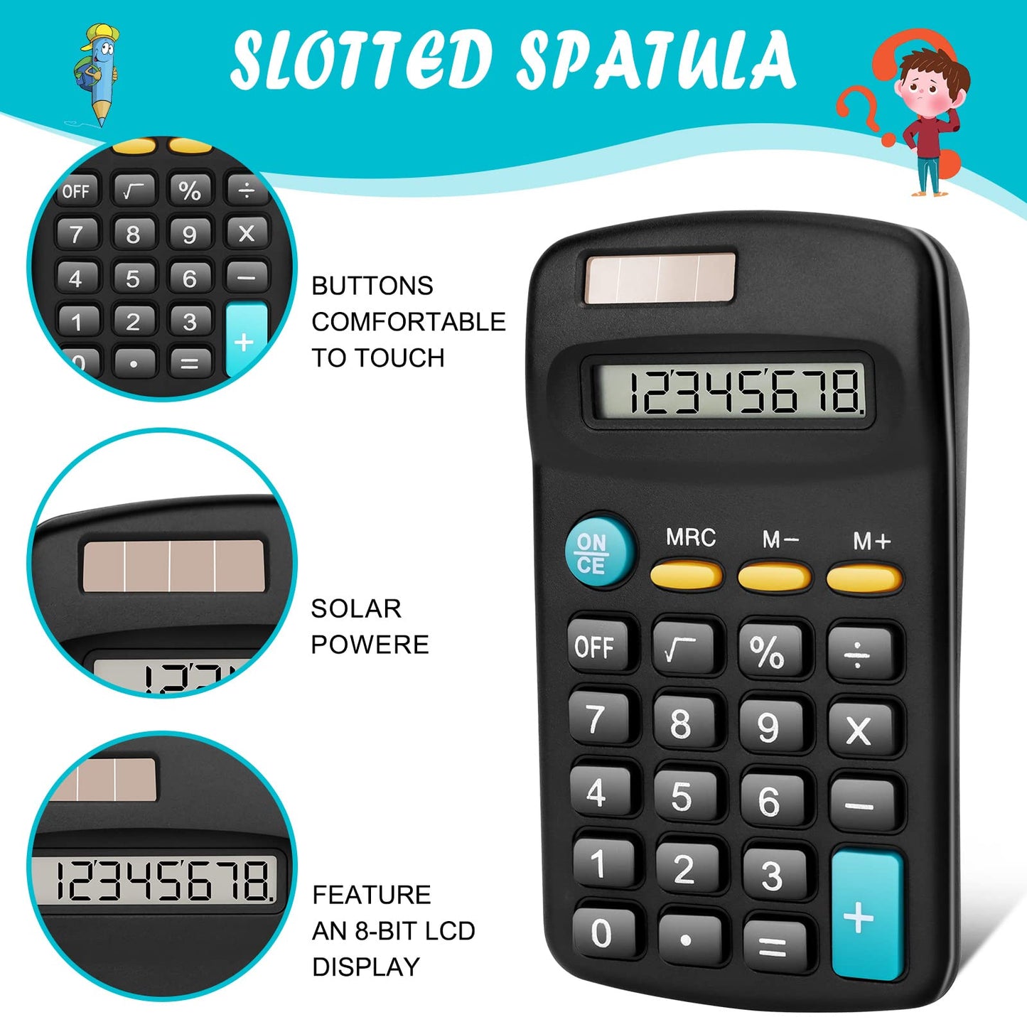 Riccioney 24 Pack Basic Mini Calculators - 8 Digit Display, Solar Battery & AC Power, Handheld for Office, School & Home