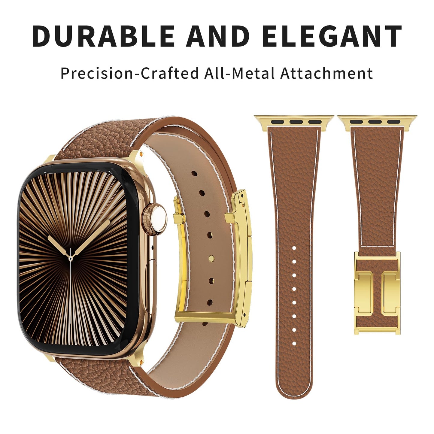Leather Magnetic Watch Band Compatible with Apple Watch Ultra 49mm 46mm 45mm 44mm 42mm 41mm 40mm 38mm, Designer Replacement Strap for Women Men iWatch Series 9/8/7/6/5/4/3/2/1/SE/Ultra 2