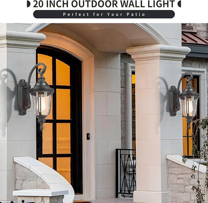 Outdoor Wall Light Fixture Black Porch Lights Outside Wall Mounted Lighting Clear Glass Shades Exterior Waterproof Lanterns Modern Outdoor Wall Sconces for Home, Yard, Patio