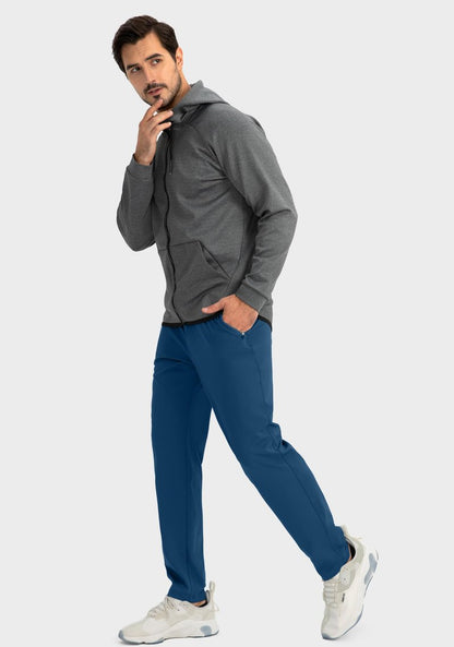 G Gradual Men's Sweatpants with Zipper Pockets Tapered Joggers for Men Athletic Pants for Workout, Jogging, Running (Dark Blue, Small)