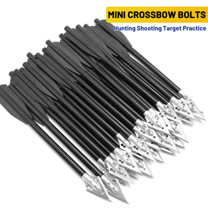RUOERSISI 6.3" Mini Crossbow Bolts with Sharp Steel Broadhead Tips Aluminum Mini Crossbow Pistol Arrows Pistol Crossbow Arrows for 50-80lbs Mini Crossbow Hunting Target Practice (Black,24pcs)