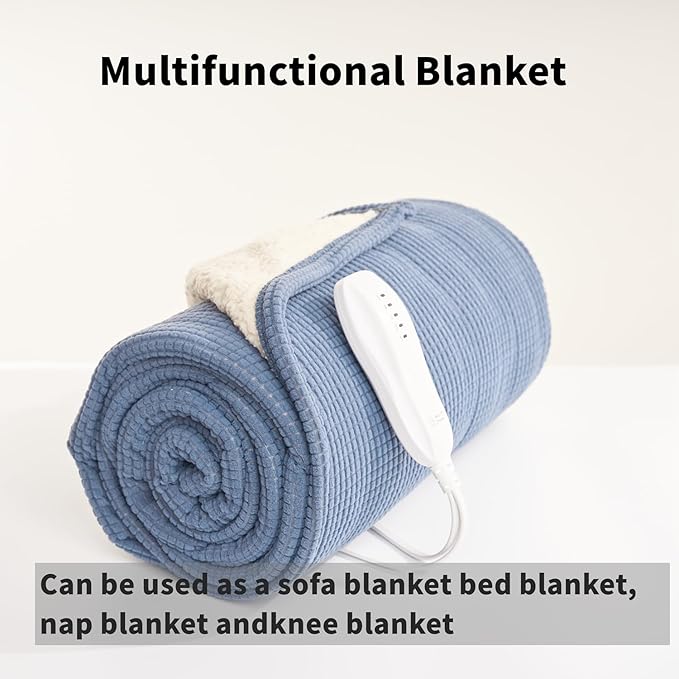 Heated Blanket Throw 50"x60", ETL & FCC Certified Electric Blanket with 3-Hour Timer Auto-Off & 5 Heating Levels, Overheat Protection, Machine Washable - Dusty Pink