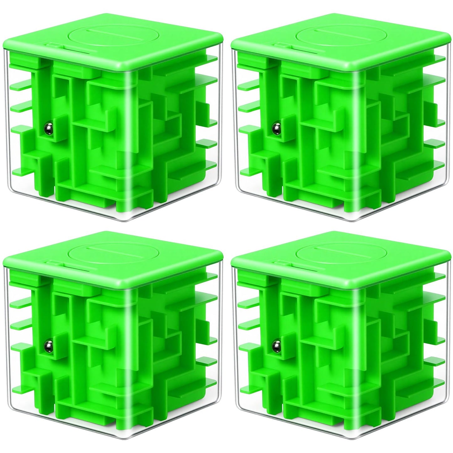 4 Pcs Money Box for Cash Gift Stocking Stuffers Plastic Cash Money Maze Puzzle Box for Adults Christmas Birthday Party Favors (Green)