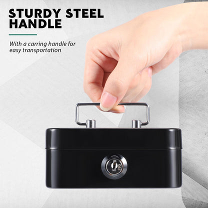 Tandefio 4 Pieces Small Money Box with Lock Metal Cash Box Piggy Bank with Lock and Slot 4.5 x 3.3 x 2 Inch Metal Coin Bank Gifts for Christmas New Year, Without Money Tray(Black, Green, Gray, Pink)