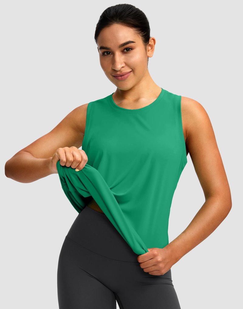 Women's Workout Tops Racerback Athletic Tank Tops Sleeveless Loose Fit Yoga Running Gym Shirts for Women(Green,S)