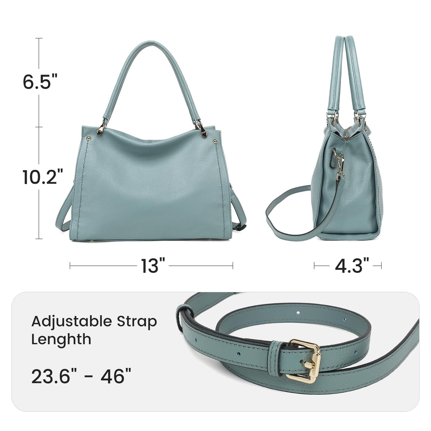 KOGTLA Medium Genuine Leather Tote Handbags for Women, Ladies Soft Satchel Shoulder Purses, Two-Handle Hobo Bags