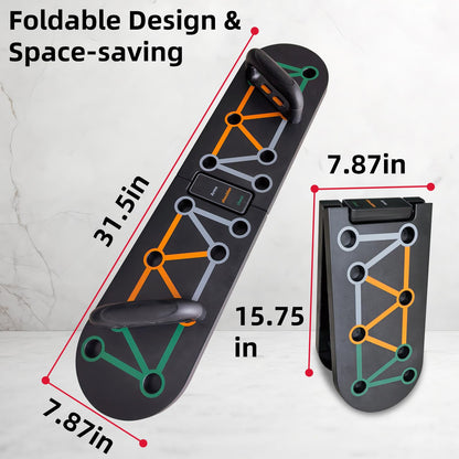 Foldable Push Up Board System 10-in-1 Multifunctional Push Up Bar for Full-Body Strength Training with Pushup Handles, Portable Home Gym Equipment Chest & Arm Muscle Builder for Men & Women