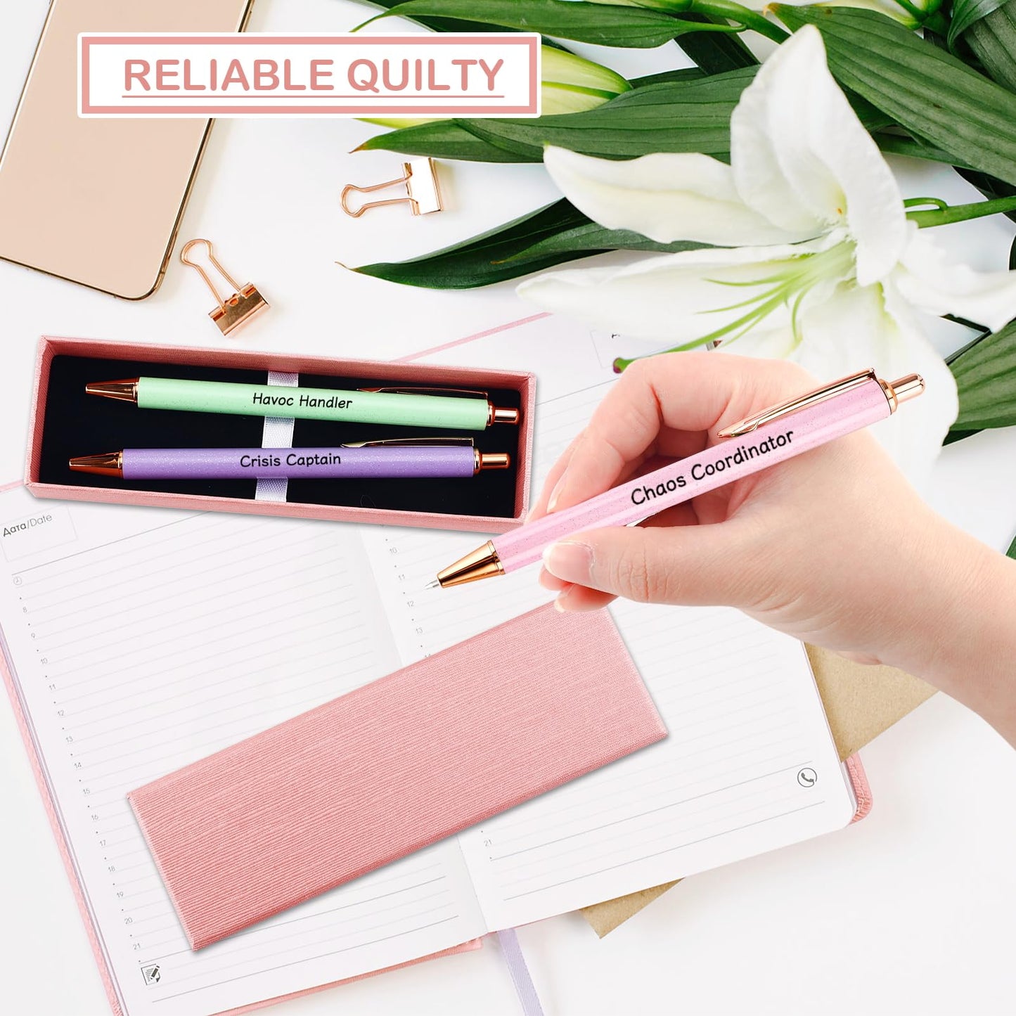 Lestp Fancy Pens Sets for Women Office Chaos Coordinator Gifts for Friends Boss Gifts for Women Cute Pen Set Coworker Daughter Motivational Gift Colleges Positive Encourage Graduation Gift
