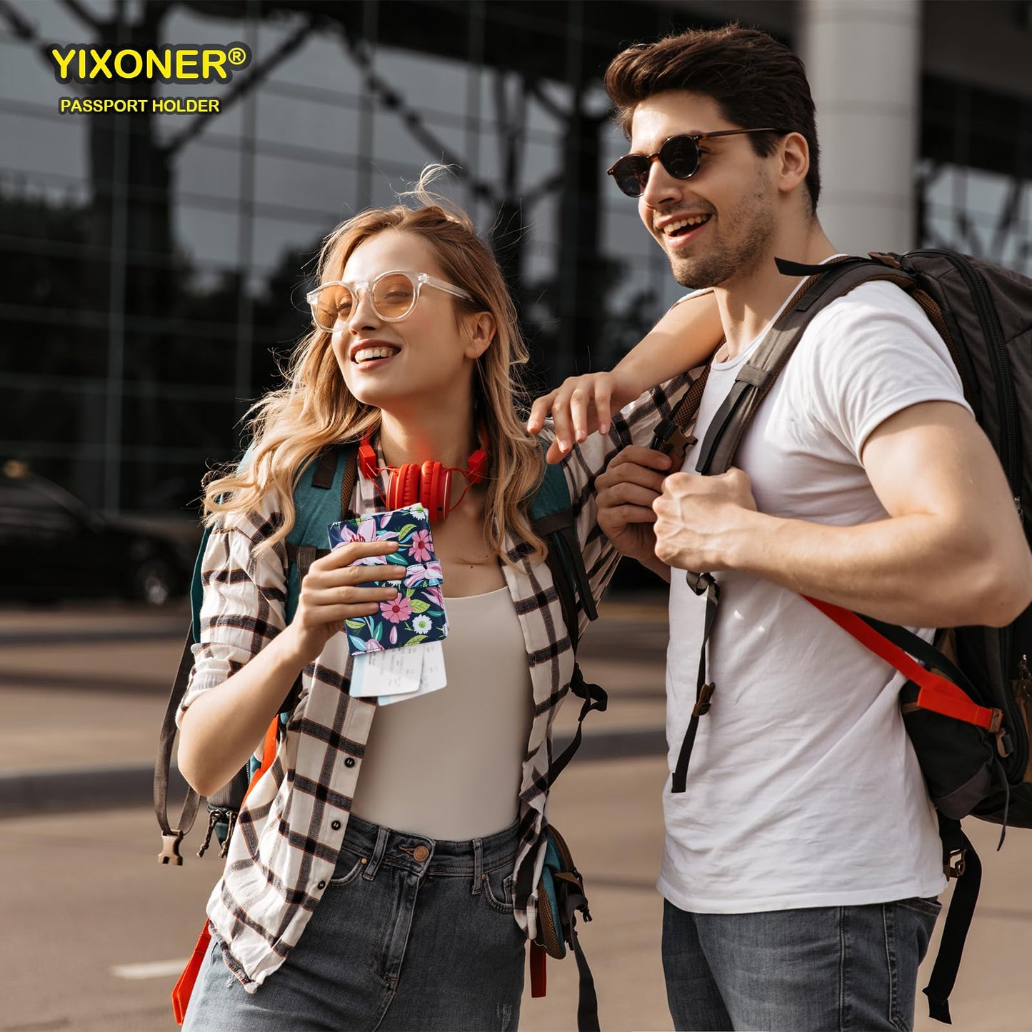 YIXONER Passport Holder For Travel, RFID Blocking Passport Wallet, Passport Cover Secure & Front Pocket Money Holder For Men & Women, Travel Wallet, Lily With Daisy, Advanced Version