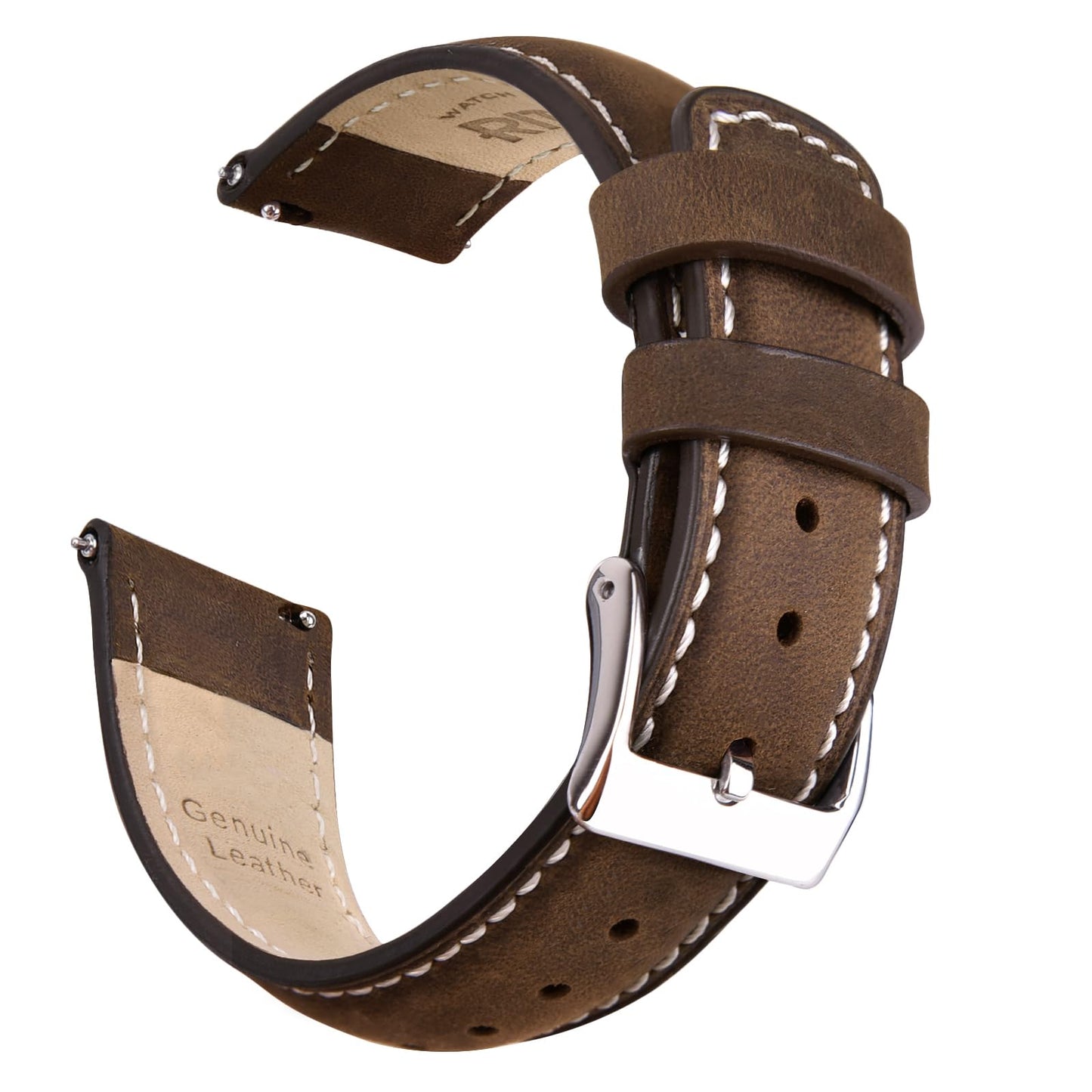 Ritche 21mm Leather Watch Band Quick Realease Watch Bands for Men Women Compatible with Timex Expedition Fossil Seiko Espresso Brown Watch Strap, White Elephant Gifts, Stocking Stuffers for Men, Father's Day gifts