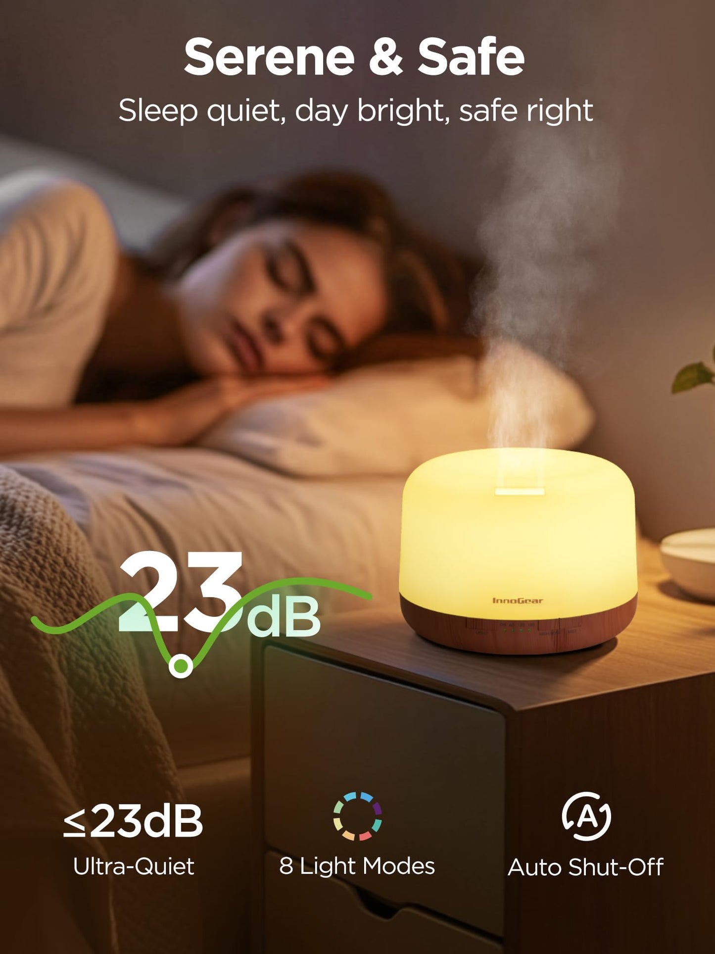 InnoGear Aromatherapy Diffuser & 10 Essential Oils Set, 500ml Essential Oil Diffuser with Remote Control Mother's Gift Ultrasonic Cool Mist Scent Humidifier Vaporizer Auto-Off Timer for Home, Yellow
