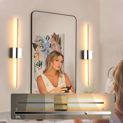 Wall Sconces Set of Two 40'', LED Dimmable Sconces Wall Lighting, Brushed Gold Modern Wall Sconce Light for Bathroom, Living Room, Bedroom, Hardwired 3000K
