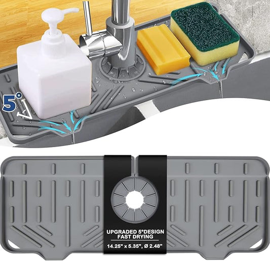 BFONS Silicone Faucet Handle Drip Catcher Drying Tray Mat Dish Soap Sponge