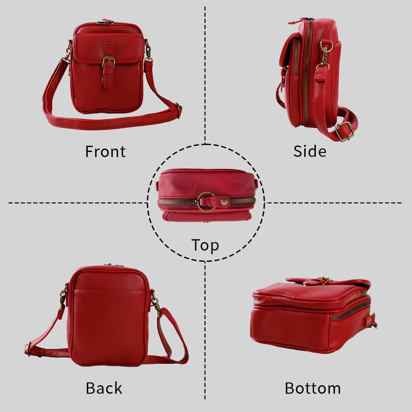 Leather Crossbody Bag for Women - 2025 Vintage Anti-Theft Messenger Bag with Double Layer Large Capacity, Built-in Purse Card Slots,Retro Faux Leather Shoulder Sling Bag for Travel (Red, Large)