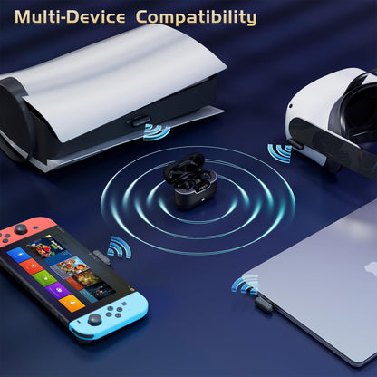 IAMJOY Gaming Earbuds, 20ms Low Latency, Active Noise Cancelling with 6 Mic, 2.4GHz & Bluetooth, 35 Play Time, Wireless Earbuds Compatible with Meta Quest 3/2, PS5/4, Steam Deck, VR, Switch, PC
