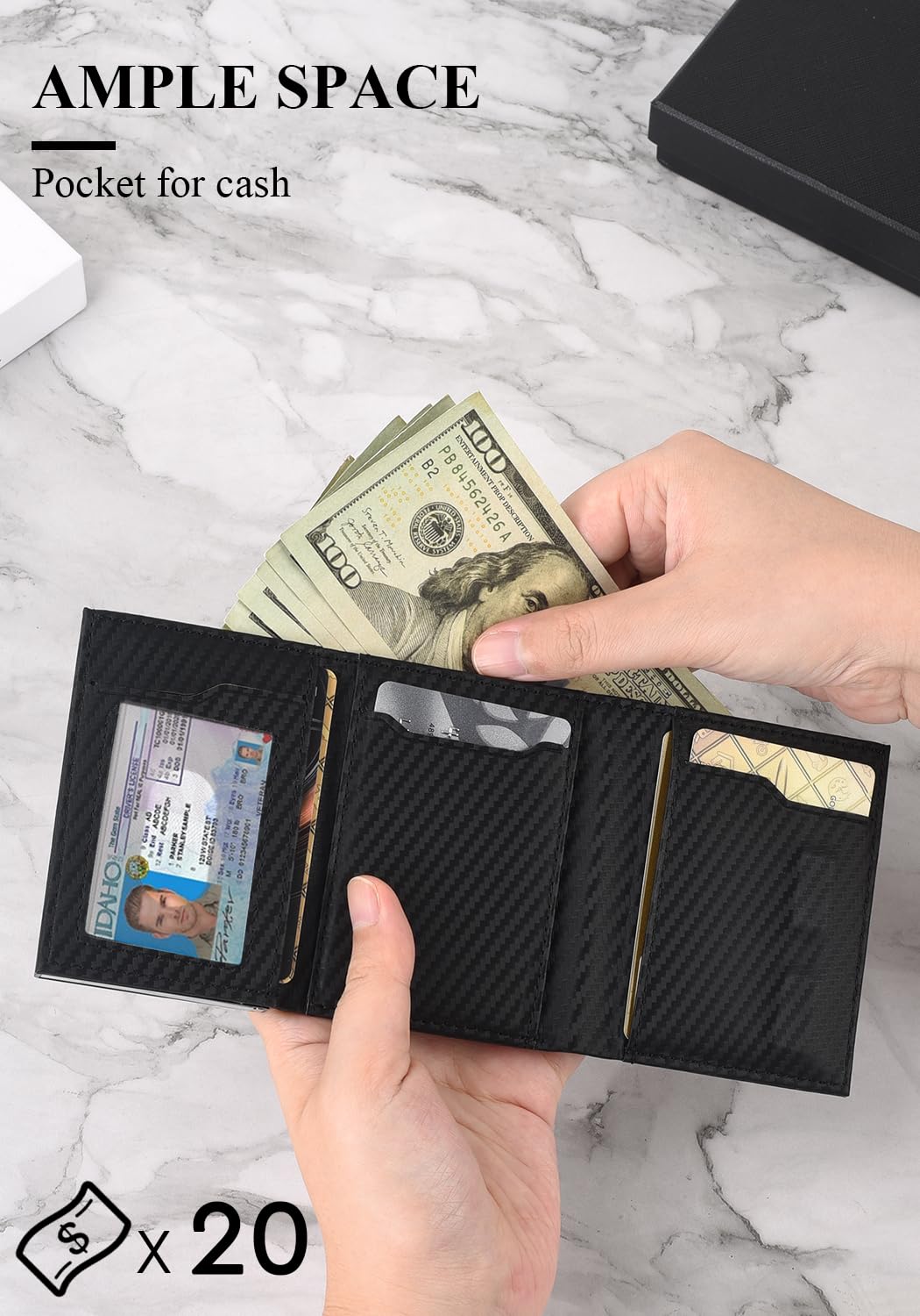 Aibirui Wallet for Men,Trifold Wallets for Men Holds 12 Cards,20 Bills,ID Window | Ridge wallets for men,Minimalist Pop Up Wallet for Men-RFID Blocking Mens Trifold Wallet(Men's Gifts)