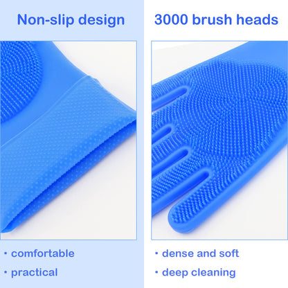 Yintoper Pet Grooming Gloves, Dog Washing Gloves with High-Density Teeth, Heat Resistant Silicone Cat Hair Remover with Enhanced Five Finger Design, Bathing and Massaging for Dogs and Cats