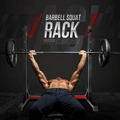 Yes4All Adjustable Barbell Rack, Multi-Function Squat Rack, Weight Lifting Home Gym, Dip Bar Station, Bench Press Rack Stand, Weight Plate Storage, Capacity Up to 550LBS