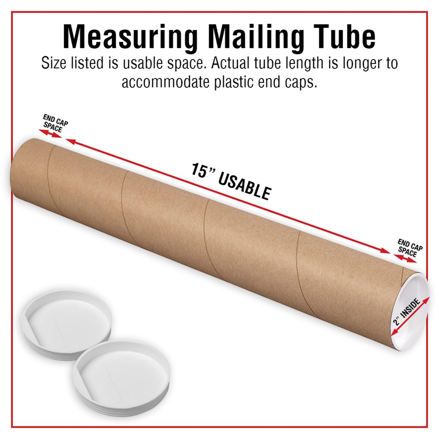 CLAUVINCK 2" x 15" Kraft Mailing Tube, shipping, Heavy Duty Mailers Poster Tube Packing 2 inches x 15 inches Office (Pack of 2)