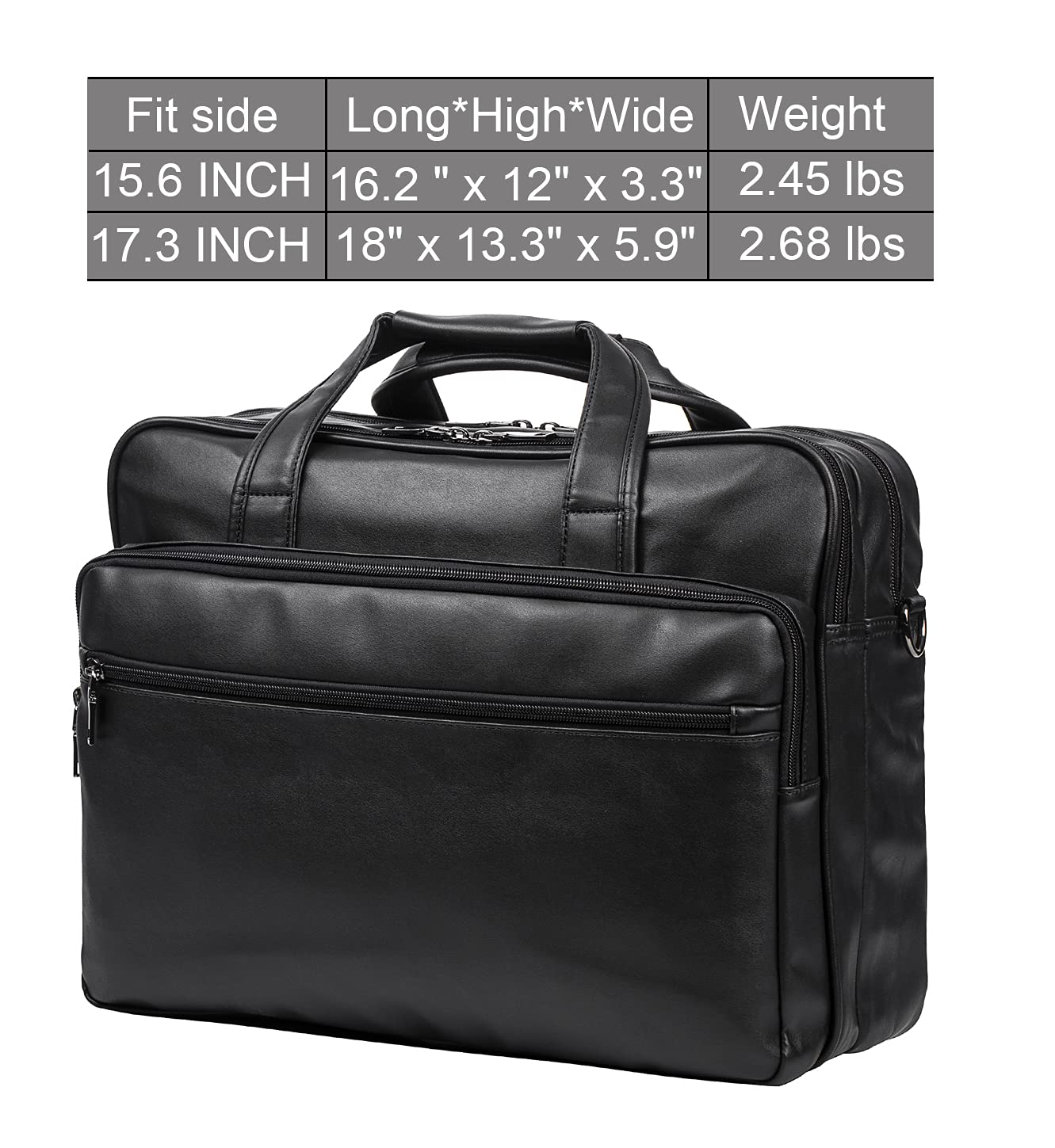 Leather Laptop Bag,Men's 17.3 Inches Messenger Briefcase Business Computer Satchel Handbag Shoulder Bag Fits 17.3 Inch Laptop Case Computer Tablet Black