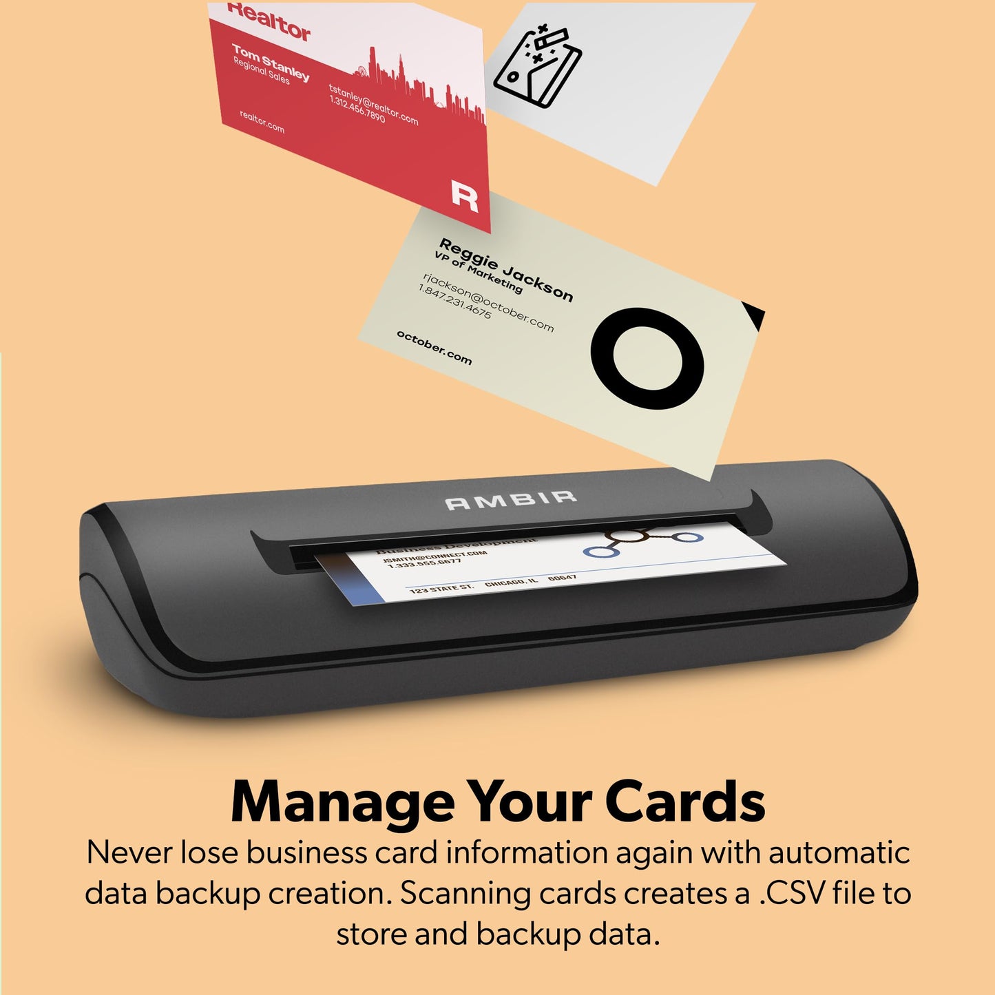 Ambir ImageScan Pro 667 Business Card Scanner with AmbirScan Business Card for Windows PC and MAC