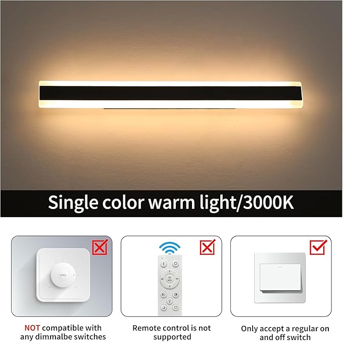 2 Pack Modern Outdoor Wall Sconce, 31.4inch LED Wall Light Fixture, IP65 Waterproof, 31W, Warm White 3000K, Black Minimalist Exterior Lights for House, Porch, Patio, Garage, Garden