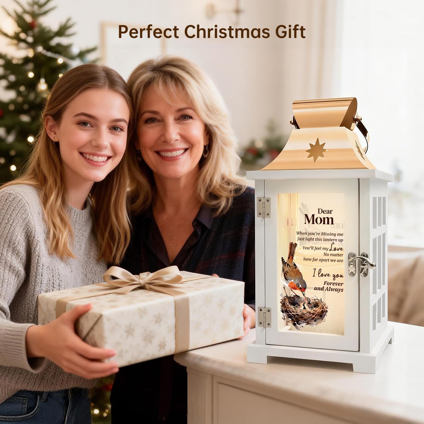 Gifts for Mom from Daughter - Unique Mother's Day Birthday Gifts for Mom from Daughter- Mother Daughter Gift Lantern Christmas - Flameless Candle Warmer Lamp with Timer