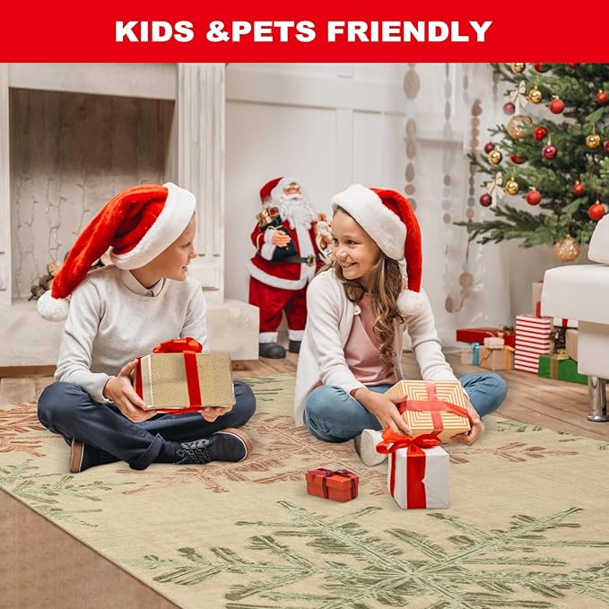 Lahome Snowflake Entryway Rug- 2x3 Washable Rug Ultra-Thin Soft Kitchen Rugs for Entryway Bedroom, Non-Slip Bathroom Carpet for Front Door Entrance(2x3ft,Multi)