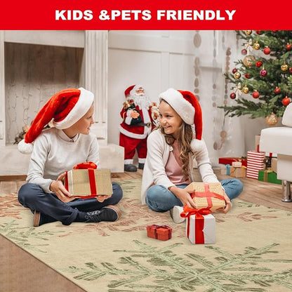 Lahome Snowflake Entryway Rug- 2x3 Washable Rug Ultra-Thin Soft Kitchen Rugs for Entryway Bedroom, Non-Slip Bathroom Carpet for Front Door Entrance(2x3ft,Multi)