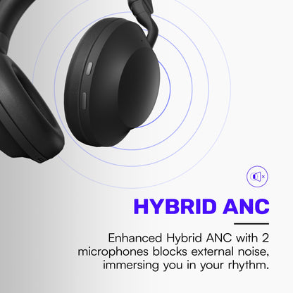 Raycon Pro Bluetooth Headphones - Premium Over The Ear Headphones, Hybrid Active Noise Cancelling Wireless Headphones + Awareness Mode, Bluetooth Headset with Mic, 60 Hours of Battery Life (Black)
