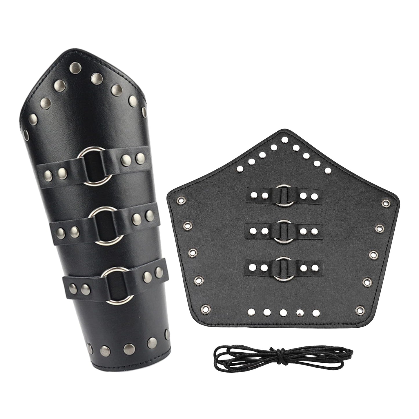 1Pair Adults Faux Leather Arm Guards Bracers Cosplay Leather Arm Gauntlet Wristband Wrist Armor Medieval Belt Leather Buckle Bracers for Men Women(COLOR:black)