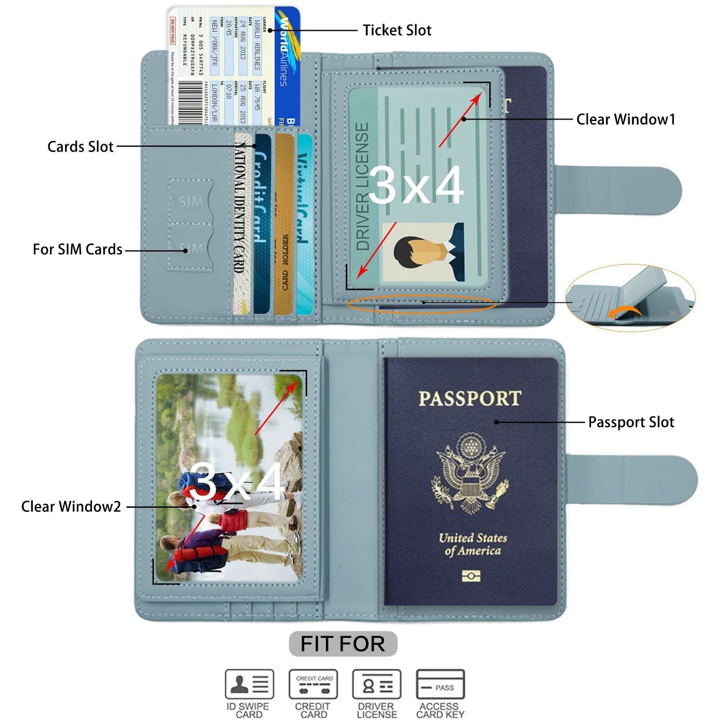 Melsbrinna Rfid Passport Holder for Travel women/Men, Cute Passport Wallet Rfid Blocking Card Slots, Rfid Passport Cover/CaseTravel Wallet, Passport Book Holder (1, Blue1)